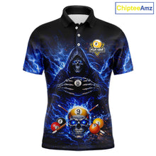Load image into Gallery viewer, Blue Flames Grim Reaper Pool 8 Ball &amp; 9 Ball Billiard Shirt For Men Custom Billiard Team Jerseys NYN2630
