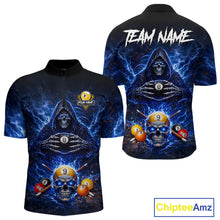 Load image into Gallery viewer, Blue Flames Grim Reaper Pool 8 Ball &amp; 9 Ball Billiard Shirt For Men Custom Billiard Team Jerseys NYN2630