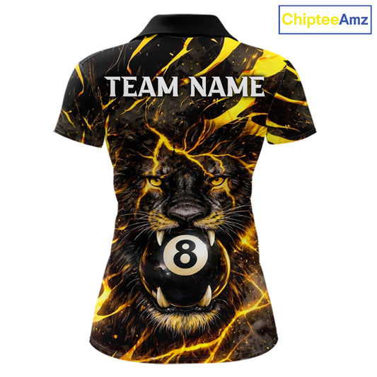 Black And Yellow Tiger Crown 8 Ball Pool Billiard Shirt For Women Personalized Billiard Team Apparel NYN2632