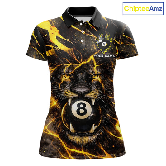 Black And Yellow Tiger Crown 8 Ball Pool Billiard Shirt For Women Personalized Billiard Team Apparel NYN2632