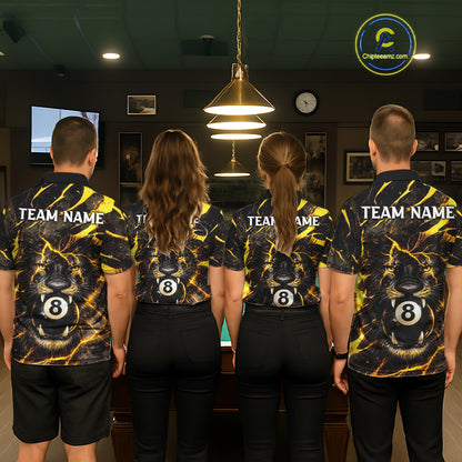 Black And Yellow Tiger Crown 8 Ball Pool Billiard Shirt For Men Personalized Billiard Team Apparel NYN2632