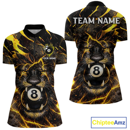 Black And Yellow Tiger Crown 8 Ball Pool Billiard Shirt For Women Personalized Billiard Team Apparel NYN2632
