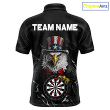 Load image into Gallery viewer, Custom Patriotic Funny Eagle Dartboard Men Darts Polo &amp; Quarter-Zip Shirt Personalized Dart Jerseys NYN2771