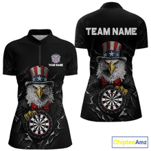 Load image into Gallery viewer, Custom Patriotic Funny Eagle Dartboard Women Darts Polo &amp; Quarter-Zip Shirt Personalized Dart Jerseys NYN2771
