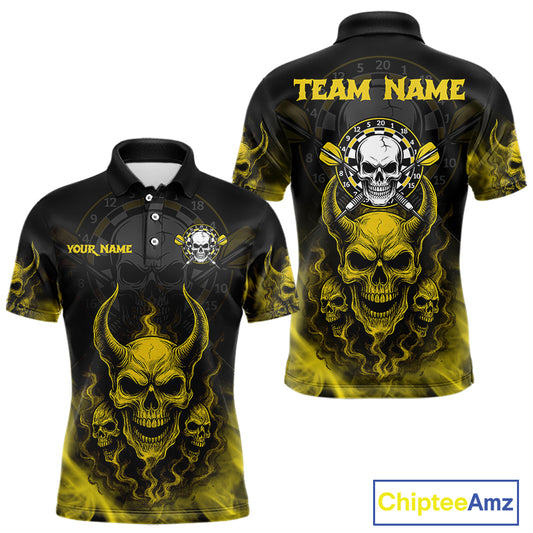 Yellow Smokes Skulls Dart Arrows Custom Dart Shirts For Men, Dart Team Jerseys NYN0086