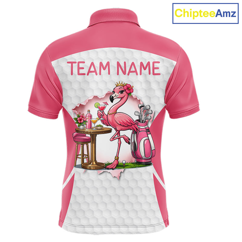 Mens Funny Golf Shirts Pub Flamingo Golf Clothing Custom Golf Team Polo, Golf Upf Shirts NYN2997
