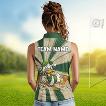 Load image into Gallery viewer, Womens Funny Duck Golf Shirts Grunge Green Beige Golf Clothing Custom Golf Team Sleeveless Polo, Golf Upf Shirts NYN2998