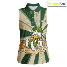 Load image into Gallery viewer, Womens Funny Duck Golf Shirts Grunge Green Beige Golf Clothing Custom Golf Team Sleeveless Polo, Golf Upf Shirts NYN2998