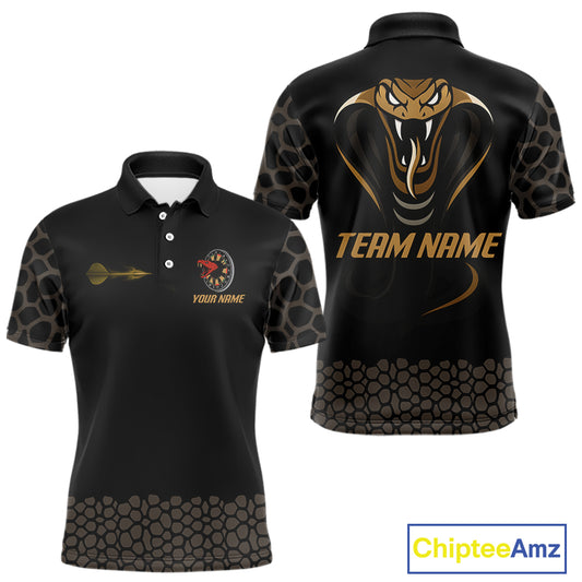 Dark Brown Cobra & Dart Arrow Men's Darts Shirt - Custom Name For Darts Jersey NYN0443