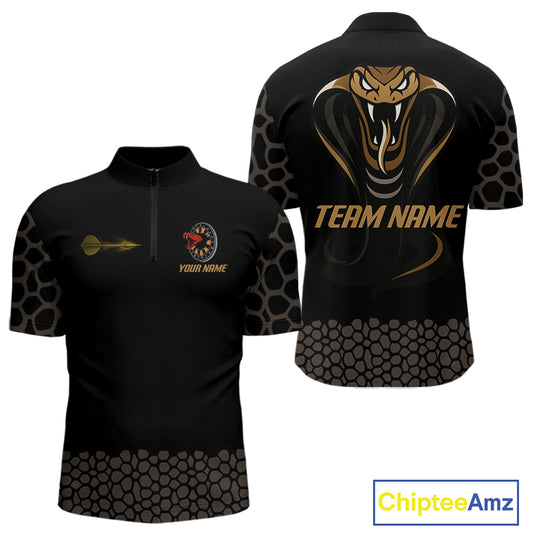 Dark Brown Cobra & Dart Arrow Men's Darts Shirt - Custom Name For Darts Jersey NYN0443