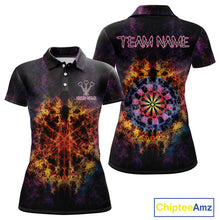 Load image into Gallery viewer, Colorful Flame Dartboard Custom Polo Darts Shirt For Women - Darts Team Jersey NYN0699