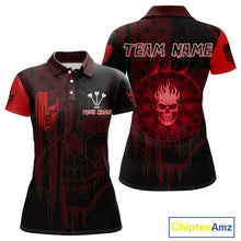 Load image into Gallery viewer, Custom Darts Team Polo Shirt For Women Red Flame Dartboard  - Darts  Jersey NYN0702