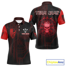 Load image into Gallery viewer, Custom Darts Team Polo Shirt For Men Red Flame Dartboard  - Darts  Jersey NYN0702