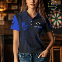 Load image into Gallery viewer, Custom Darts Team Polo Shirt For Women Blue Flame Dartboard - Darts Jersey NYN0704