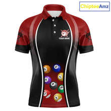 Load image into Gallery viewer, Red Funny Bull Pool Balls Men Billiard Polo &amp; 1/4-Zip Apparel Custom Billiard Shirt Designs NYN2408