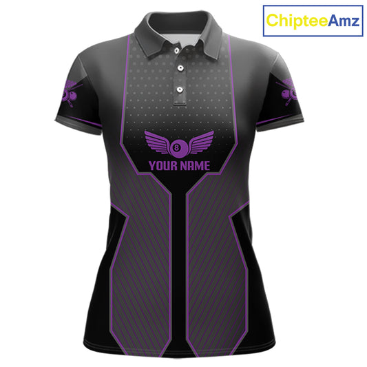 Thunder Purple 8 Ball Pool Women Billiard Polo & 1/4-Zip Jersey Custom Billiard Shirt Designs NYN2410