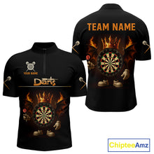 Load image into Gallery viewer, Fire Flame Wings Dartboard Custom Funny Dart Shirt For Men, Dart Team Jerseys NYN0094