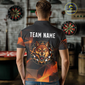 Orange Abstract Pattern Custom Wolf Dartboard Dart Shirt For Men, Dart Jerseys NYN0099