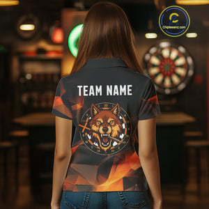 Orange Abstract Pattern Custom Wolf Dartboard Dart Shirt For Women, Dart Jerseys NYN0099