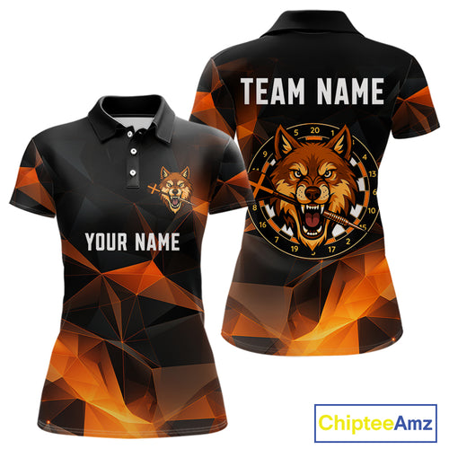 Orange Abstract Pattern Custom Wolf Dartboard Dart Shirt For Women, Dart Jerseys NYN0099