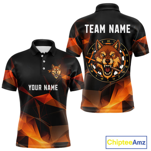 Orange Abstract Pattern Custom Wolf Dartboard Dart Shirt For Men, Dart Jerseys NYN0099