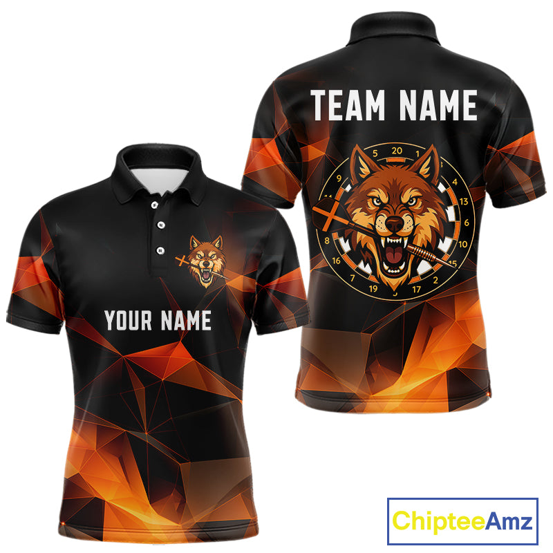 Orange Abstract Pattern Custom Wolf Dartboard Dart Shirt For Men, Dart Jerseys NYN0099