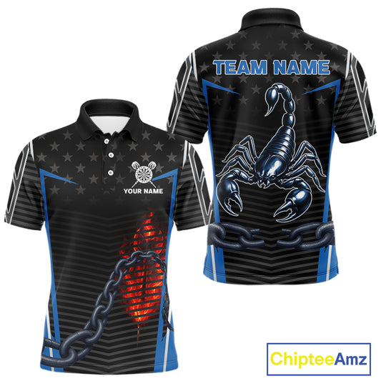 Flame Dart Arrow & Scorpion Men's Darts Shirt - Custom Name For Blue Darts Jersey NYN0455
