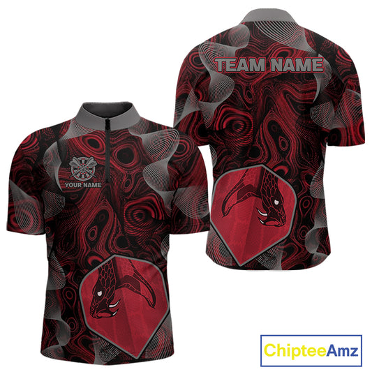 Dragon Darts Flight & Red Swirl Men's Darts Team Shirt - Custom Name For Players NYN0461