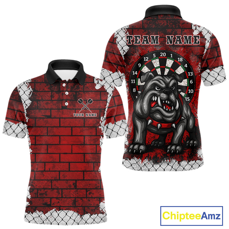Brick-Wall Fierce Bulldog Men's Darts Team Shirt - Personalized Name For Players NYN0462