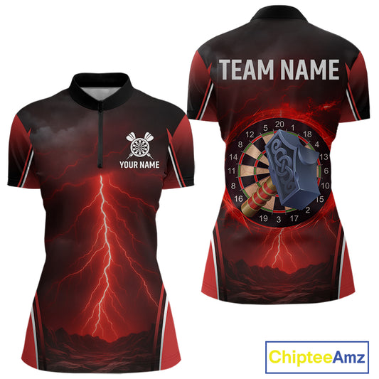 Lightning Dartboard Custom Funny Quarter-Zip Shirt For Women - Darts Team Jersey NYN0705