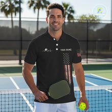 Load image into Gallery viewer, Custom Red Grunge Skull Pickleball Ball League Jerseys For Men US Flag Pickleball Shirts NYN2150