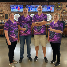 Load image into Gallery viewer, Purple Funny Scary Tornado Dartboard &amp; Arrow Women Darts Polo Shirt Custom Dart League Shirts NYN2643