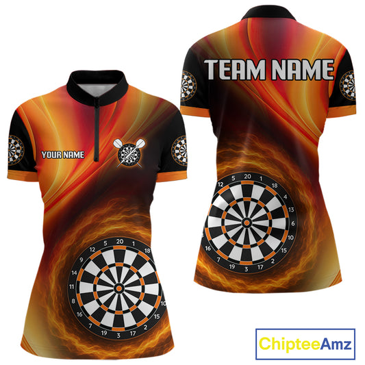 Circle Flame Dartboard Custom Orange Dart Shirt For Women, Dart Team Jerseys NYN0102