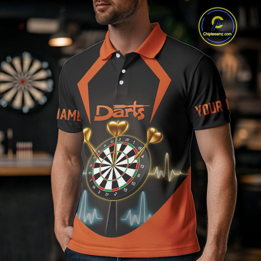 Heartbeat And Dartboard Custom Darts Polo Shirt For Men - Darts Team Jersey NYN0724