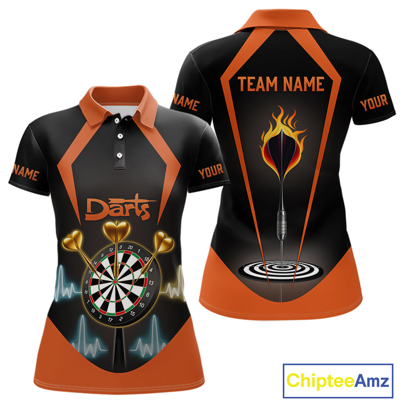 Heartbeat And Dartboard Custom Darts Polo Shirt For Women - Darts Team Jersey NYN0724