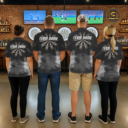 Dart team wearing Black Smokes Custom Tournament Jerseys, Personalized League Team Uniforms, Professional Darts Apparel