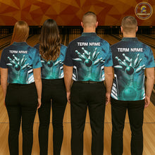 Load image into Gallery viewer, Turquoise Galaxy Bowling Ball Shirt For Men Custom Team Polo Quarter-Zip Bowling Jersey NYN3726