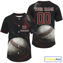 Load image into Gallery viewer, Custom Black And Red Splatter Baseball Jersey For Men Baseball Tournament Team Shirt NYN0960