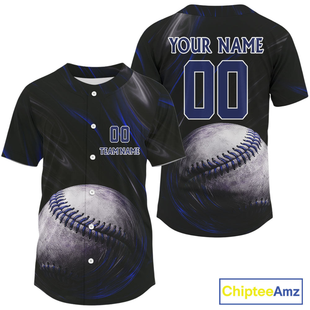 Custom Black And Blue Splatter Baseball Jersey For Men Baseball Tournament Team Shirt NYN0961