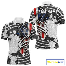 Load image into Gallery viewer, Custom Black White USA Flag Dartboard Dart Men Polo Shirt Patriotic Dart Jerseys NYN1612
