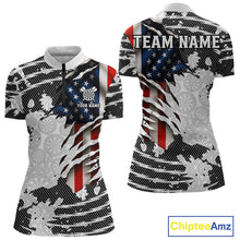 Load image into Gallery viewer, Custom Black White USA Flag Dartboard Dart Women Quarter-Zip Shirt Patriotic Dart Jerseys NYN1612
