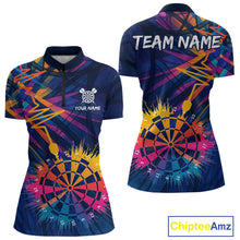 Load image into Gallery viewer, Custom Rainbow Dartboard Dart Women Quarter-Zip Shirt Colorful Vibrant Dart Jerseys NYN1614