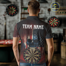 Load image into Gallery viewer, Custom Grunge US Flag Skull Dartboard Men Darts Polo Shirt Outfits Patriotic Dart Jerseys NYN1894