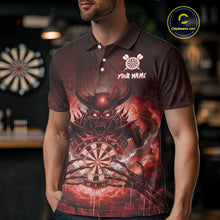 Load image into Gallery viewer, Custom Red Flames Skeleton Grunge Dartboard Men Darts Polo Shirt Horror Dart Jerseys NYN1896