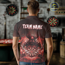 Load image into Gallery viewer, Custom Red Flames Skeleton Grunge Dartboard Men Darts Polo Shirt Horror Dart Jerseys NYN1896