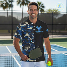 Load image into Gallery viewer, Custom Navy Digital Camo Skull Pickleball League Jerseys Men Skull Pickleball Paddle Shirt NYN2155