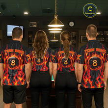 Load image into Gallery viewer, Fire Flame 8 Ball Pool Women Billiard Polo &amp; 1/4-Zip Attire Custom Red Billiard Shirt Designs NYN2412