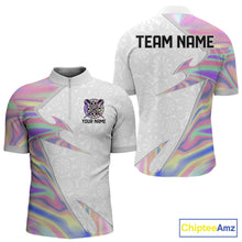 Load image into Gallery viewer, Personalized Pink Holographic Dartboard Pattern Men Darts Polo &amp; 1/4-Zip Shirts Dart Team Jerseys NYN2811