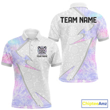 Load image into Gallery viewer, Personalized Pink-Purple Holographic Dartboard Men Darts Polo &amp; 1/4-Zip Shirts Dart Team Jerseys NYN2813