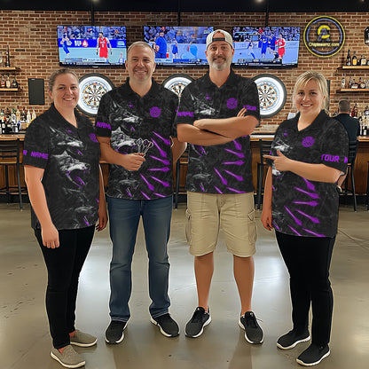 Custom Black And Purple Wolfs Grunge Dart Team Shirts For Women Outfits Dart Tournament Jerseys NYN4015